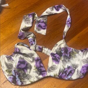 Lands' End Purple and Gray Halter Bikini Top